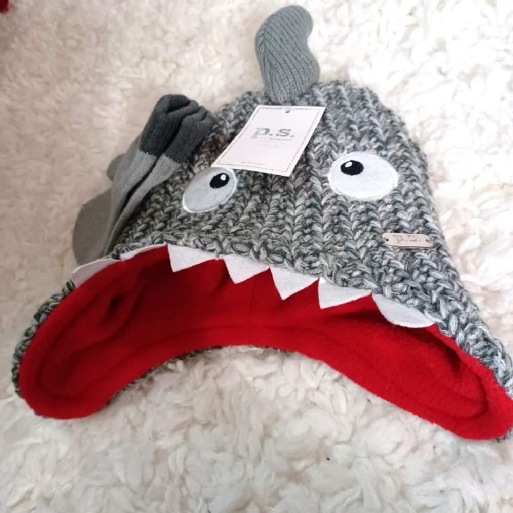 P.S. From Aeropostale Beanie with Mittens One Size  Gray